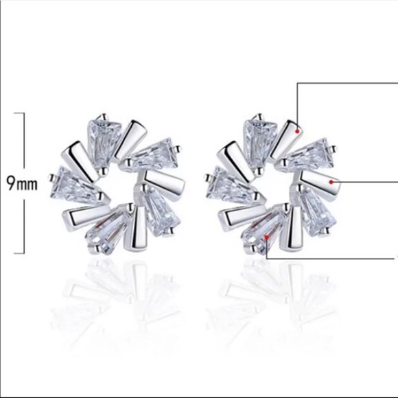 Sterling Silver 925 CZ Stud Earrings - Picture 3 of 4